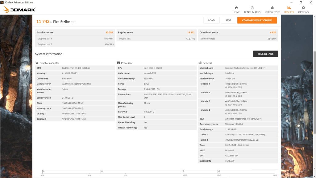 SystemInfo Firestrike Drivers Crimson ReLive 16.12.1