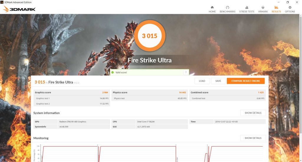 Resultado Firestrike Ultra Drivers Crimson 16.10.1