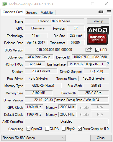 Gizcomputer-AMD-Radeon RX 580-GPUZ