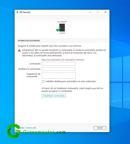 App WD My Passport 2 TB seguridad