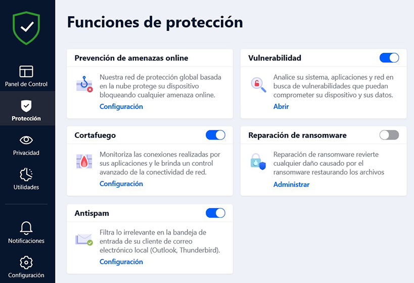 Bitdefender Total Security - Funciones de protección