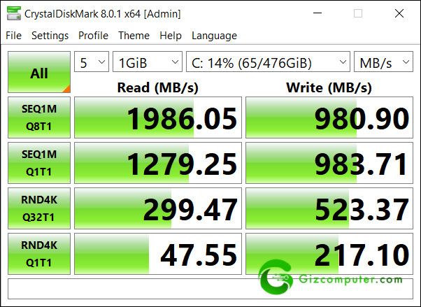 Test CrystalDiskMark Acer Swift 3 SF314-59-50JP