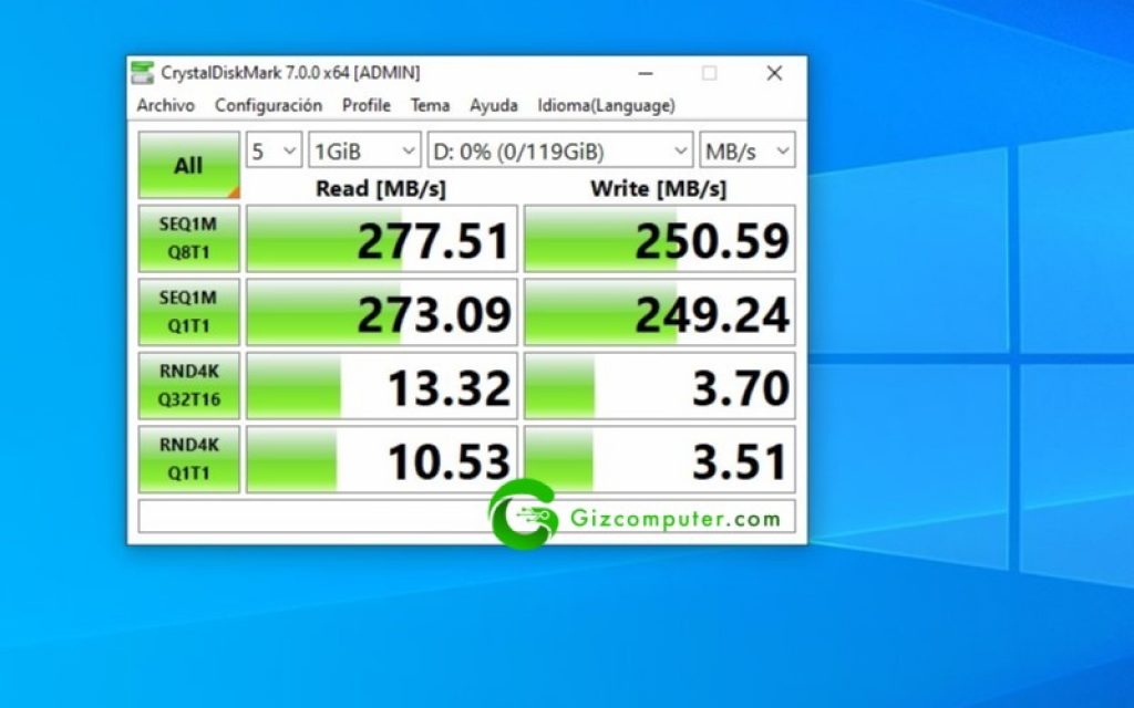 Test memoria MicroSD en USB con adaptador bloque 1GB