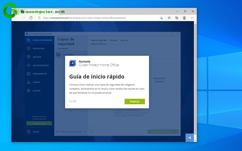 Instalacion Acronis Cyber Protect Home Office 2021