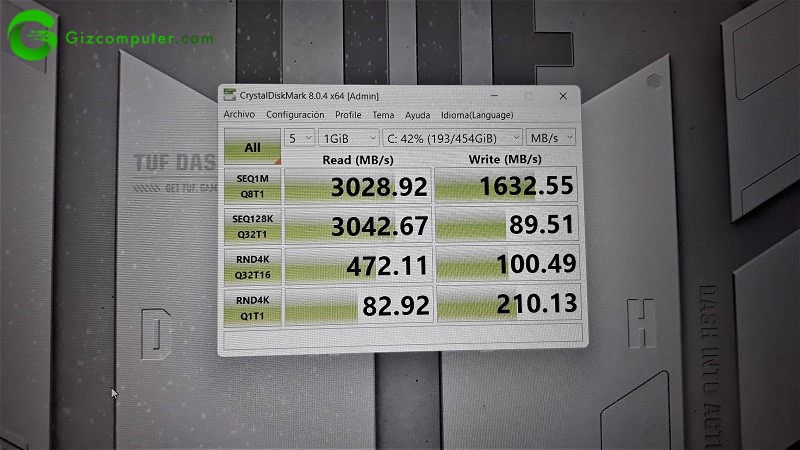 ASUS TUF Dash F15 2022 FX517Z Test CrystalDiskMark