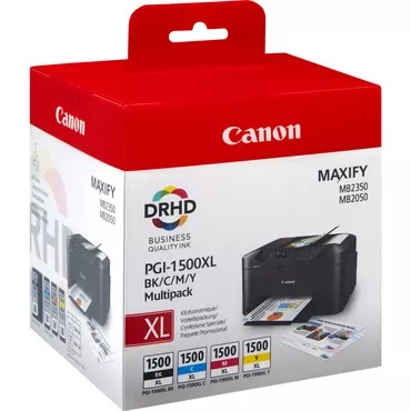 Multipack de cartuchos de tinta Canon PGI-1500XL B/C/M/Y de alto rendimiento