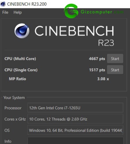 HP ZBOOK FIREFLY 16 G9 Test Cinebench