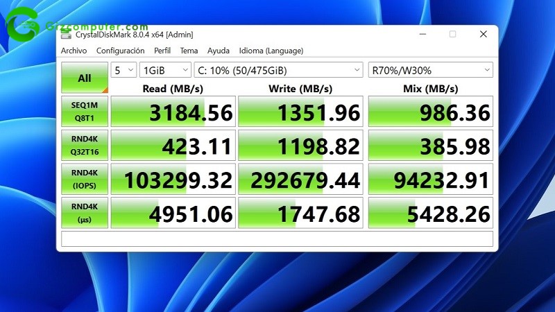 SER5 Pro 5800H test CrystalDiskMark 8